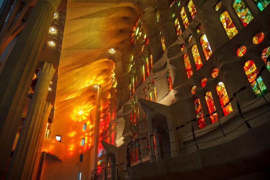 Interior view of Sagrada Familia.